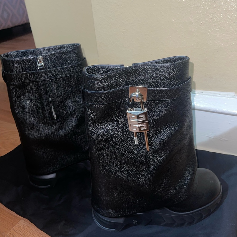 Givenchy Shark Lock Biker ankle boots in grained leather